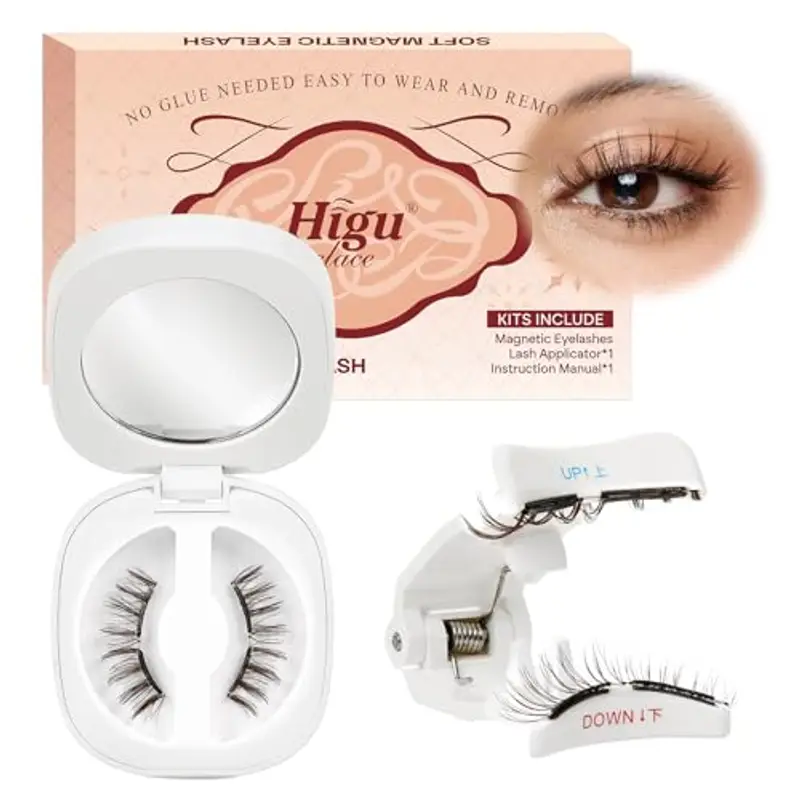 Higu clace Ciglia magnetiche, ciglia magnetiche con applicatore, look naturale magnetico, non necessita di colla