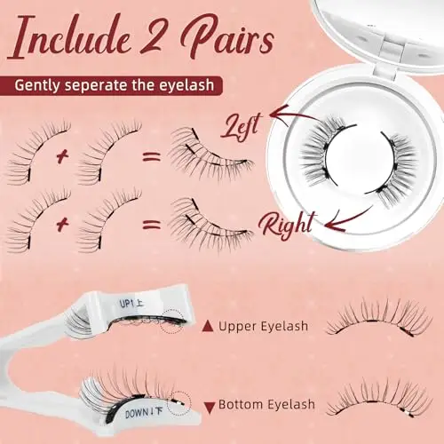 Higu clace Pestañas magneticas, Pestañas magneticas sin delineador de ojos, Aspecto natural miniatura 2