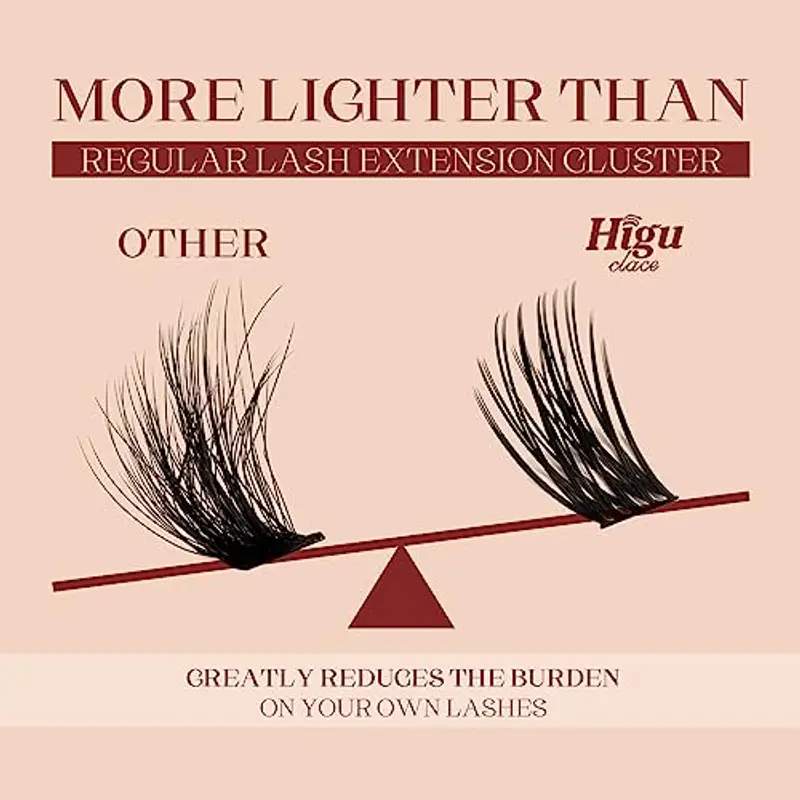 Higu clace singole ciglia, 88pz ciglia singole a grappolo ciglia a cluster Super luce e super morbida, a stelo largo C miniatura 2