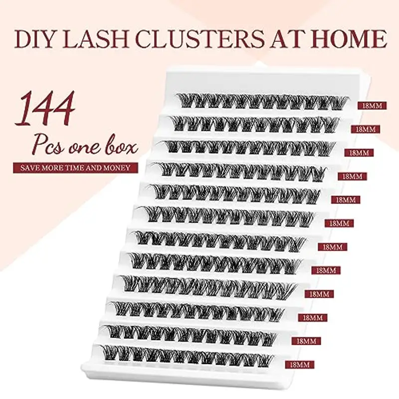 Higu Wimpern Einzeln, 144 Stücke Wimpern Extensions, Wispy D Curl 18mm gemischte Länge falsche Wimpern, natürliche miniatura 3