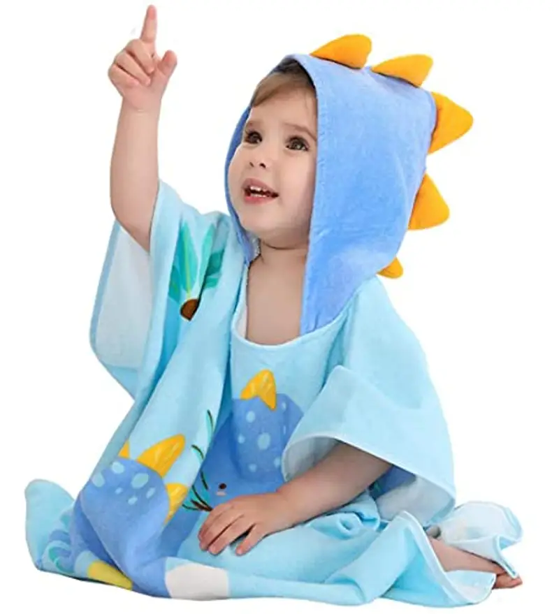 Hilmocho Asciugamano Poncho con Cappuccio per Bambini Telo mare da Bagno con Cappuccio Accappatoio in Morbido Cotone Assorbente per Ragazzi e Ragazze