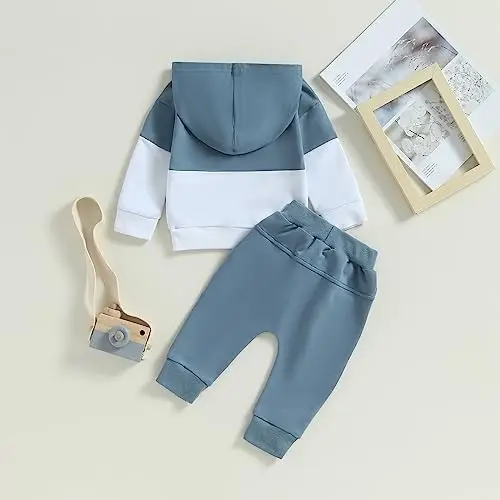 Himllauen Compleiti Felpa Bambini Neonati Vestiti Felpa con Cappuccio + Pantaloni Due pezzi Vestiti Neonato Set 0 miniatura 3