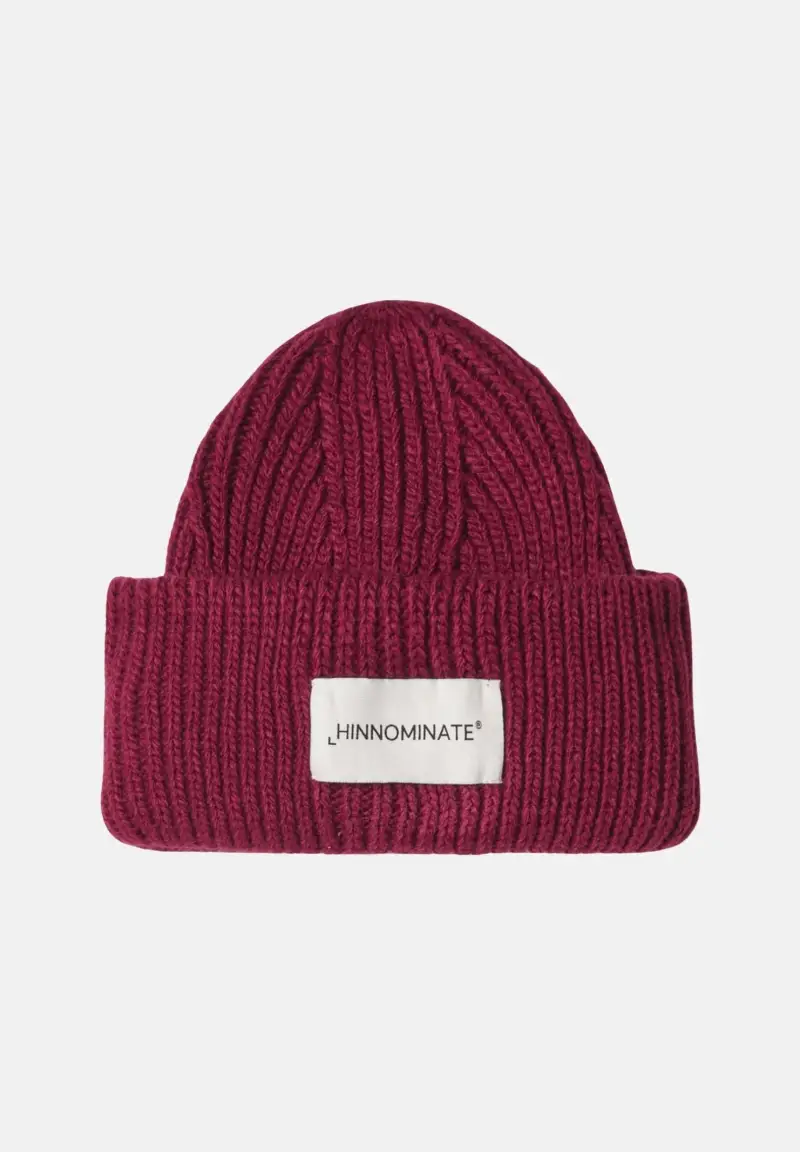 Berretto di lana bordeaux da donna con patch logo