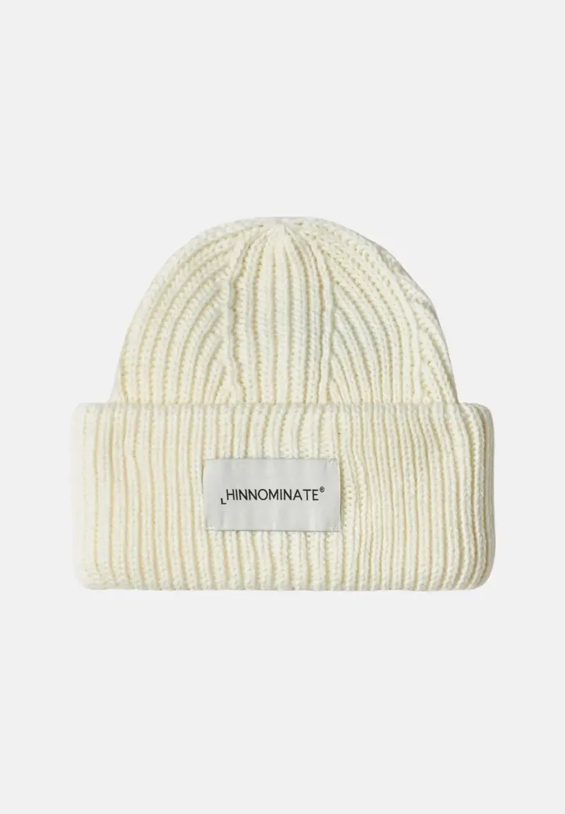 Berretto di lana burro da donna con patch logo