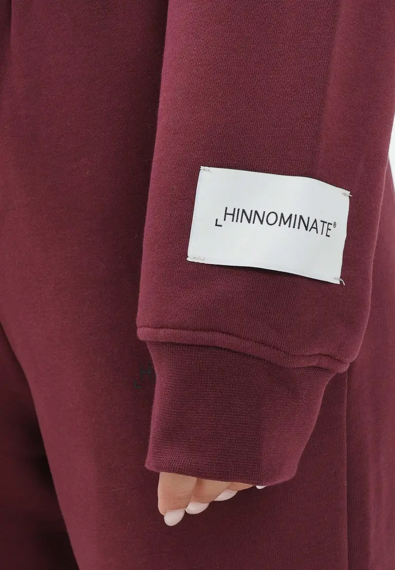 Felpa con cappuccio bordeaux da donna rifinita da patch logo miniatura 3