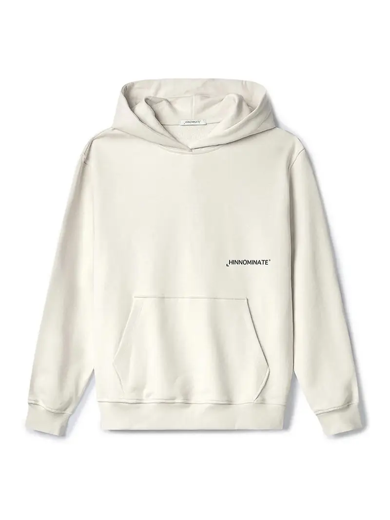 Felpa con cappuccio e zip intera stampata Crema