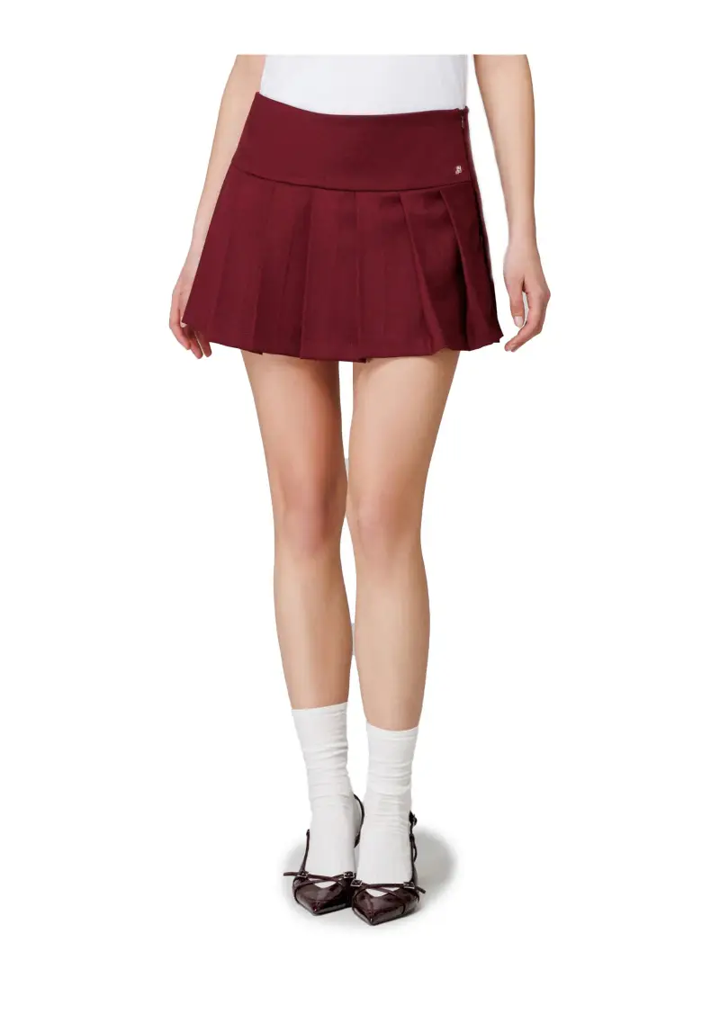 Hinnominate Gonna Donna Pantaloncino A Pieghe Bordeaux miniatura 3