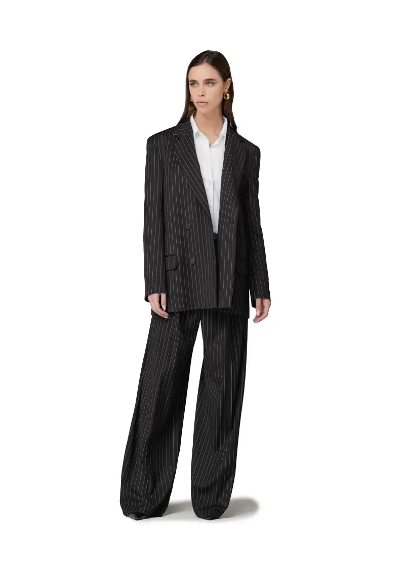 Hinnominate Pantalone Tailleur Donna Nero a Righe miniatura 2