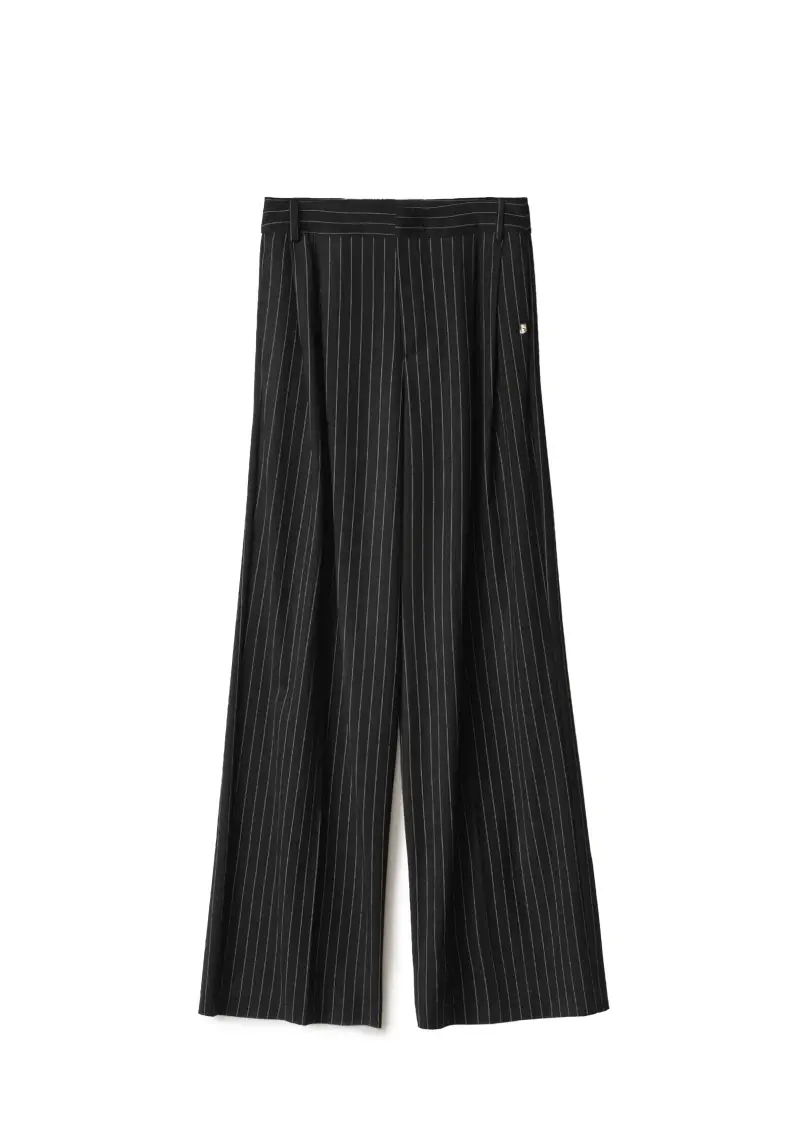Hinnominate Pantalone Tailleur Donna Nero a Righe