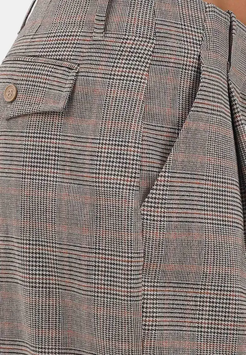 Pantalone elegante beige da donna con fantasia Principe Di Galles miniatura 3