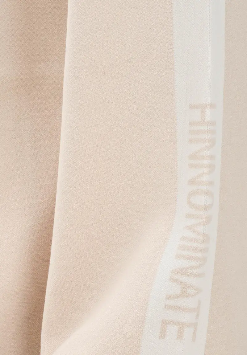 Pantalone in maglia beige da donna con banda laterale logata miniatura 3