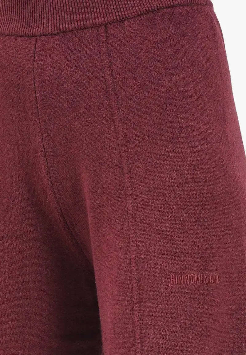 Pantalone realizzato in maglia morbida color bordeaux da donna miniatura 3