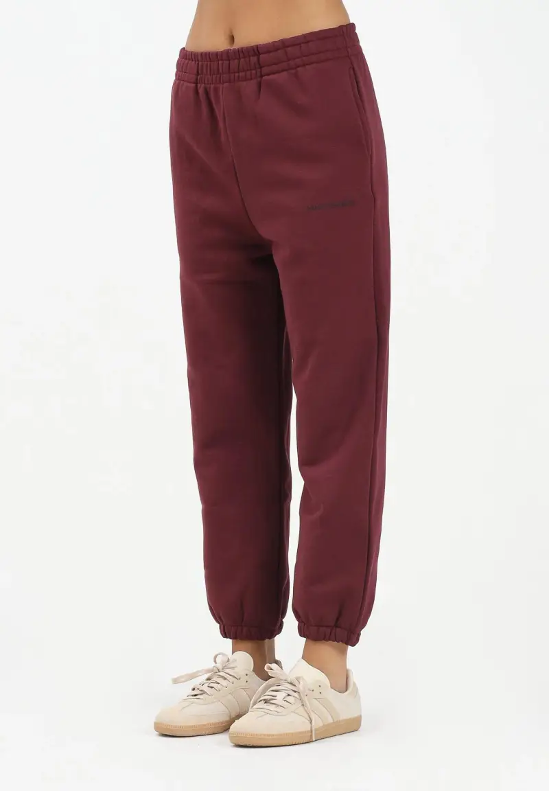 Pantalone sportivo bordeaux da donna con logo