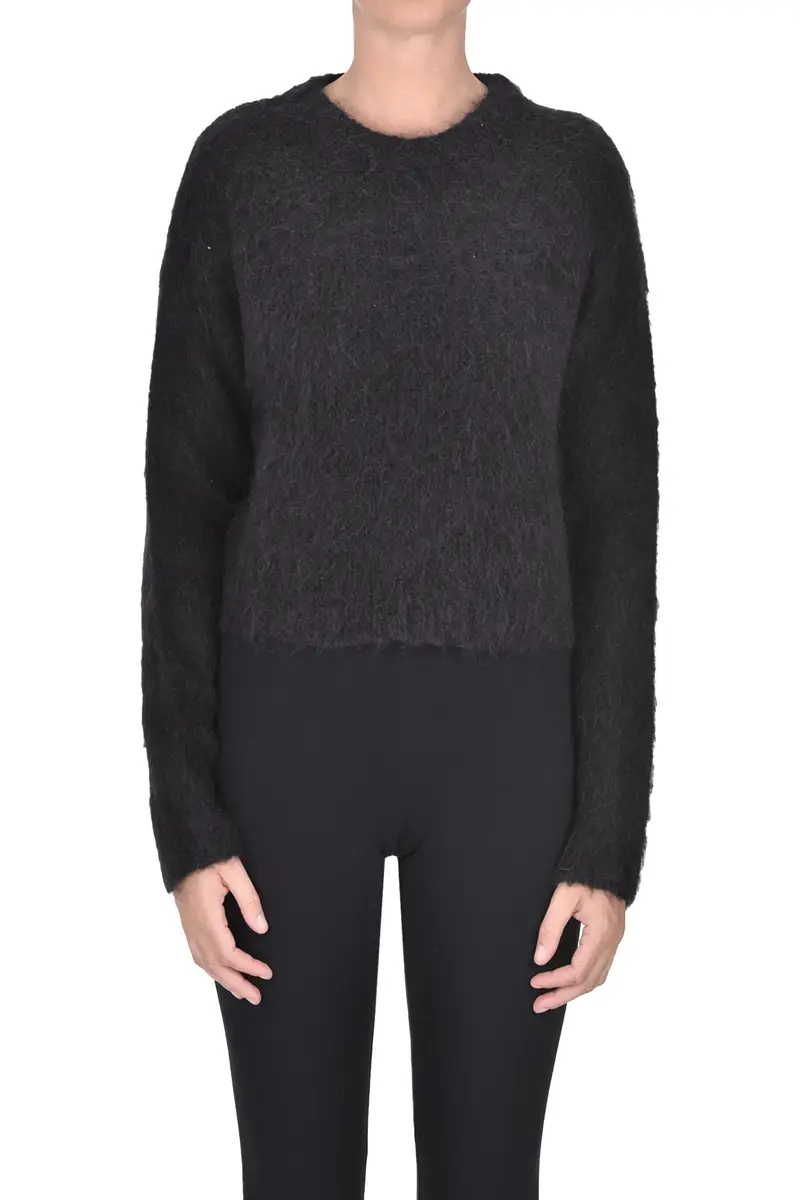 Pullover cropped in misto mohair