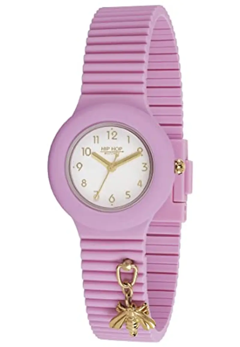 HIP HOP, Collezione Dancing in the Light, Orologio Donna Bubble Gum, Cinturino in Silicone Intercambiabile e Regolabile, Ciondolo con Ape, Cassa 32 mm, Movimento al Quarzo, Resistente all'Acqua, Rosa miniatura 3