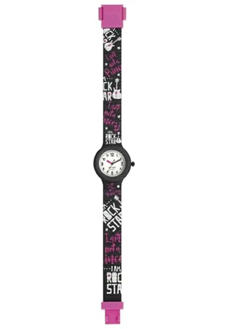 HIP HOP, Collezione Kids Fun, Orologio Bambina Rock Star, con Cinturino in Silicone Intercambiabile e Regolabile, Indici e Sfere Colorate, Cassa 28 mm, Movimento al Quarzo, Resistente all'Acqua, Nero