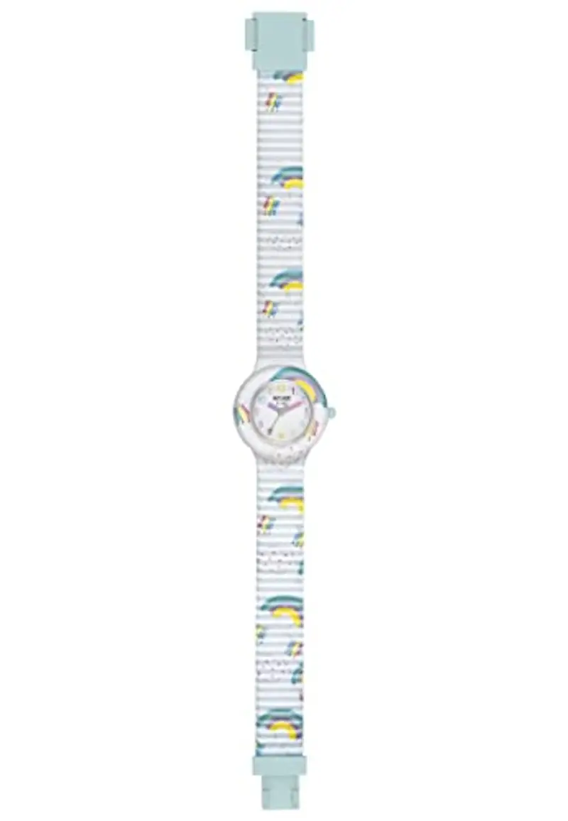 HIP HOP, Collezione Kids Fun, Orologio Bambini Rainbow Sky, con Cinturino Intercambiabile in Silicone e Tessuto, Pratica Chiusura, Indici Multicolore, Sfere Lilla, Rosa e Verde, Cassa 28 mm