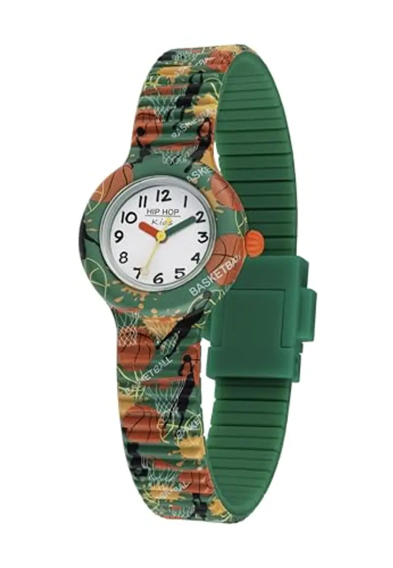 HIP HOP, Collezione Kids Fun, Orologio Bambino Basket, con Cinturino in Silicone Intercambiabile, Indici e Sfere Colorate, Cassa 28 mm, Movimento al Quarzo, Resistente all'Acqua, Lunghezza Regolabile