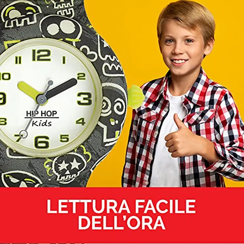 HIP HOP, Collezione Kids Fun, Orologio Bambino Skull, con Cinturino in Silicone Intercambiabile, Pratica Chiusura, Cassa 28mm, Movimento al Quarzo, Resistente all'Acqua, Lunghezza Regolabile miniatura 3