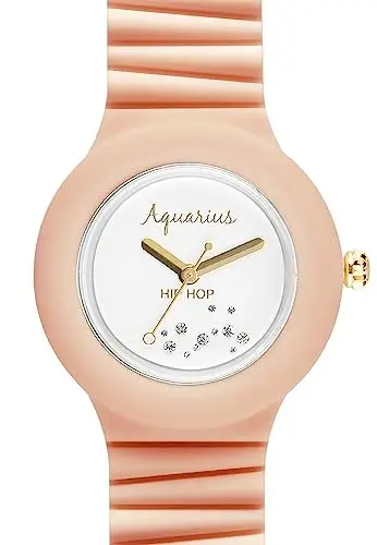 HIP HOP, Collezione Starlights, Orologio Donna e Ragazza, con Cassa Decorata con il Segno dell'Acquario, Cinturino in miniatura 2