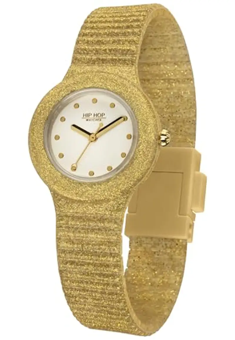 HIP HOP Orologio DONNA SPARKLING MANIA quadrante MONO-COLORE BIANCO movimento SOLO TEMPO - 3H QUARZO e CINTURINO SILICONE ORO HWU0968 miniatura 2