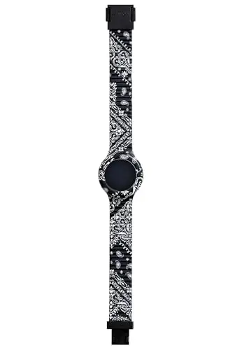 HIP HOP Orologio HBU1051 DONNA BANDANA quadrante MONO-COLORE BIANCO e CINTURINO SILICONE STAMPATO NERO