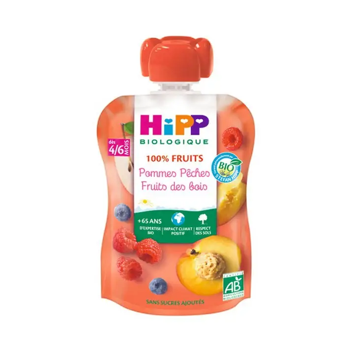 100% Frutta - Borraccia Mele Pesche Frutti di Bosco - Da 6 mesi - BIO 90 g