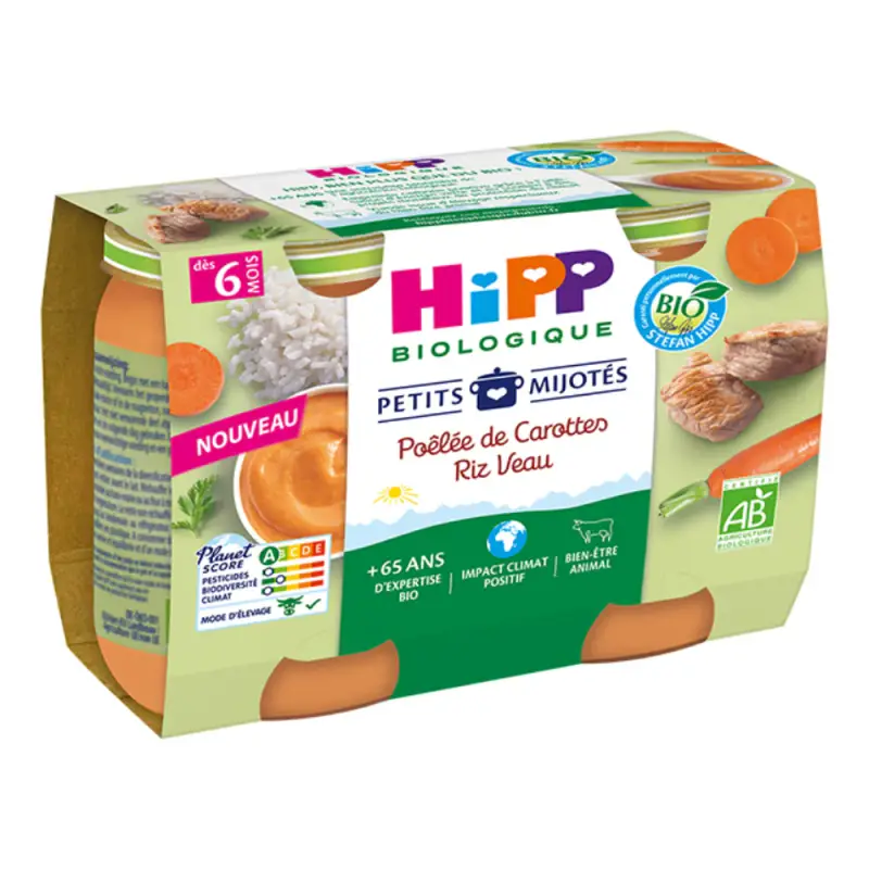 Petits Mijotés - Padella di Carote Riso Vitello - Da 6 Mesi - BIO 2X190G