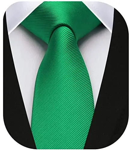 HISDERN Cravatta da Uomo in Tinta Unita Verde miniatura 3