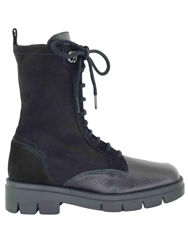 Anfibi in pelle e tessuto nero Donna HI254234 C012