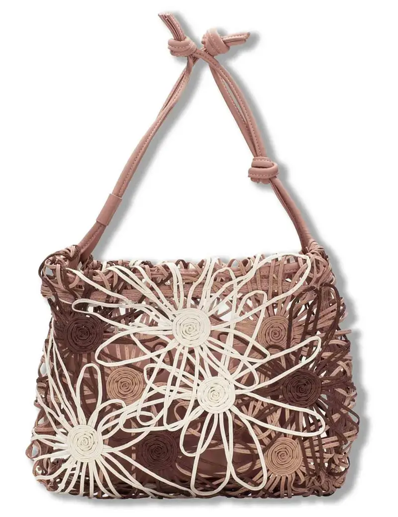 Borse morbida con coulisse in tessuto beige Donna BV264729 NATURALES