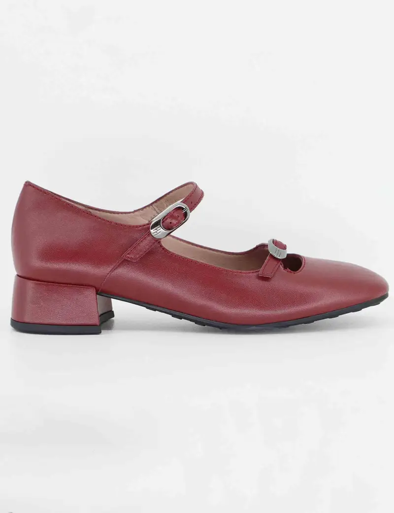 Decollete in pelle bordeaux con doppi cinturini Donna HI254207 C003