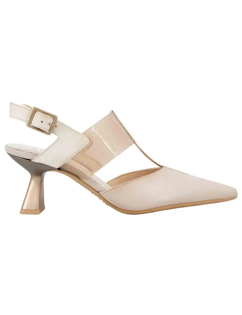 Decollete slingback donna in pelle beige con punta a punta Donna CHV243369 C003