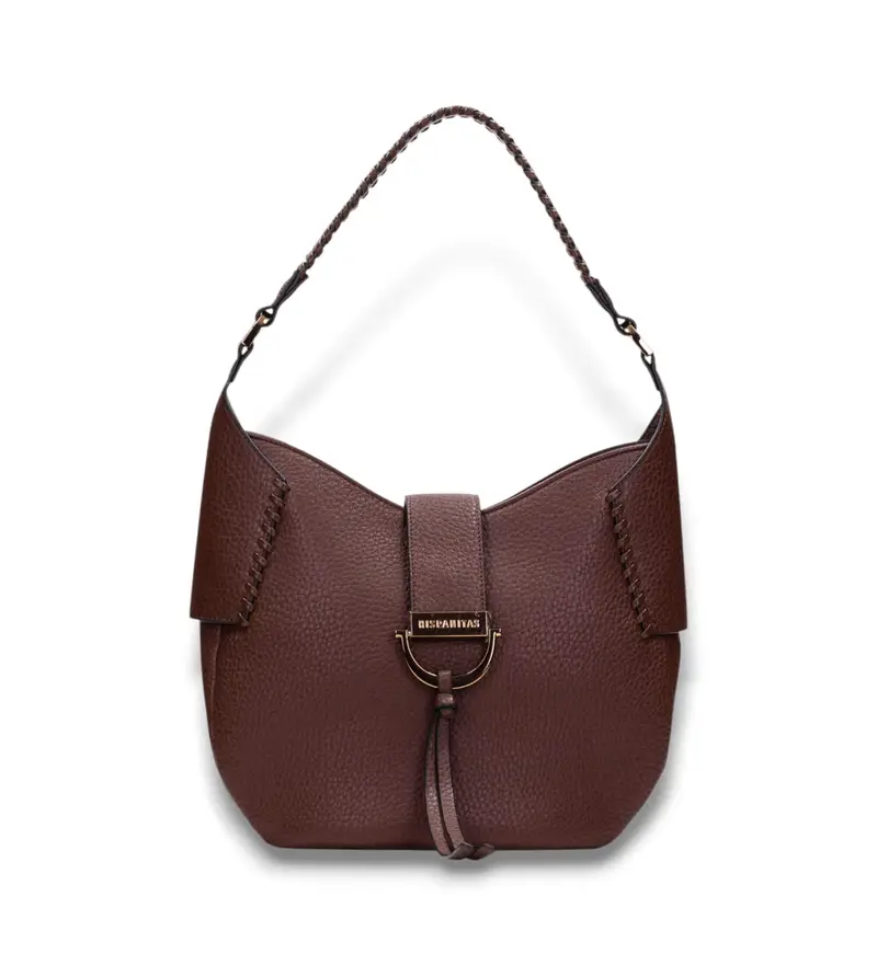 per donna BI254147 Borsa magnetica rotonda marrone (OSFA), Casual, Poliuretano