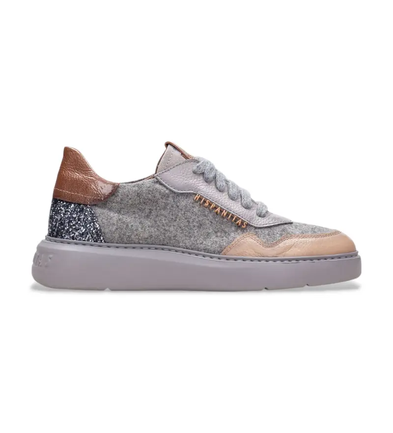 per donna. CHI243516 Sneakers urbane in pelle grigia (36), 3 a 5cm, Stringhe, Casual, Grigio