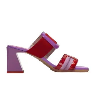 per donna CHV243327 Sandali Maiorca in pelle lilla e rossa -Altezza tacco 6,5 cm- (35), 5 a 8cm, Nessuno, Casual, Da sera