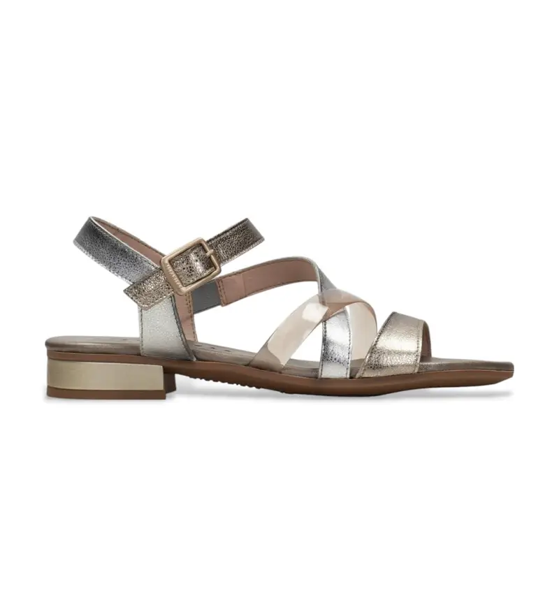 per donna CHV243367 Sandali Lena in pelle argento (36), Basso, Fibbia, Casual