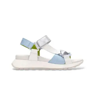 per donna CHV264807 Sandali Bolero in pelle blu e bianca (36), Bianco, 3 a 5cm, Velcro, Casual