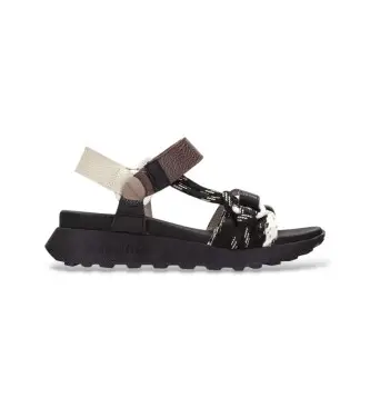 per donna CHV264869 Sandali in pelle ibrida nera (36), Nero, 3 a 5cm, Velcro, Casual