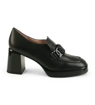 per donna HI233022 Scarpe nere in pelle con punta tonda (39), Nero, 3 a 5cm, Nessuno, Casual