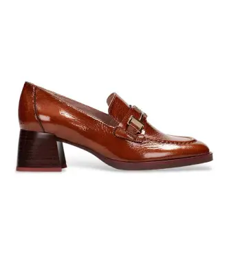 per donna HI243590 Scarpe con tacco in pelle marrone con cinturino (41), 3 a 5cm, Nessuno, Casual