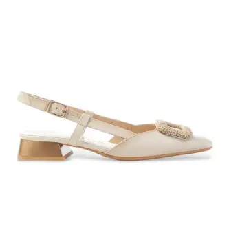 per donna HV243349 Ballerine beige in pelle con punta affilata (35), Basso, Fibbia, Casual