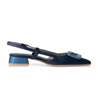 per donna HV243349 Ballerine in pelle blu navy con punta affilata (36), Basso, 1 a 3 cm, Fibbia, Casual