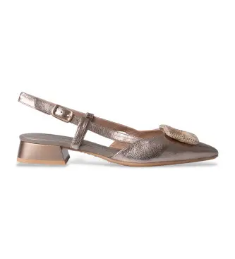 per donna HV243349 Ballerine in pelle con punta affilata color bronzo (36), 1 a 3 cm, Fibbia, Casual