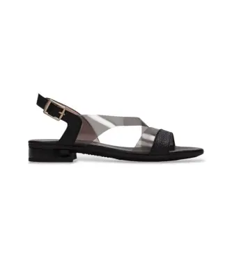 per donna HV243396 Sandali in pelle di cervo nera (35), Nero, Basso, 1 a 3 cm, Fibbia, Casual, Da sera