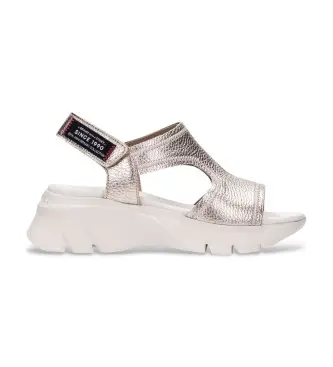 per donna HV254010 Sandali in pelle Dakar oro (36), 5 a 8cm, Velcro, Casual