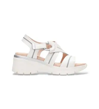 per donna HV264570 Sandali in pelle leggera color bianco sporco (36), 3 a 5cm, Velcro, Casual
