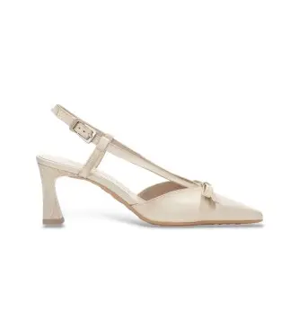 per donna HV264678 Scarpe in pelle beige con fiocco (36), 5 a 8cm, Fibbia, Casual, Da sera