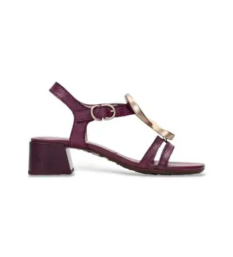 per donna HV264836 Sandali in pelle color ciliegia bordeaux (36), 3 a 5cm, Fibbia, Casual