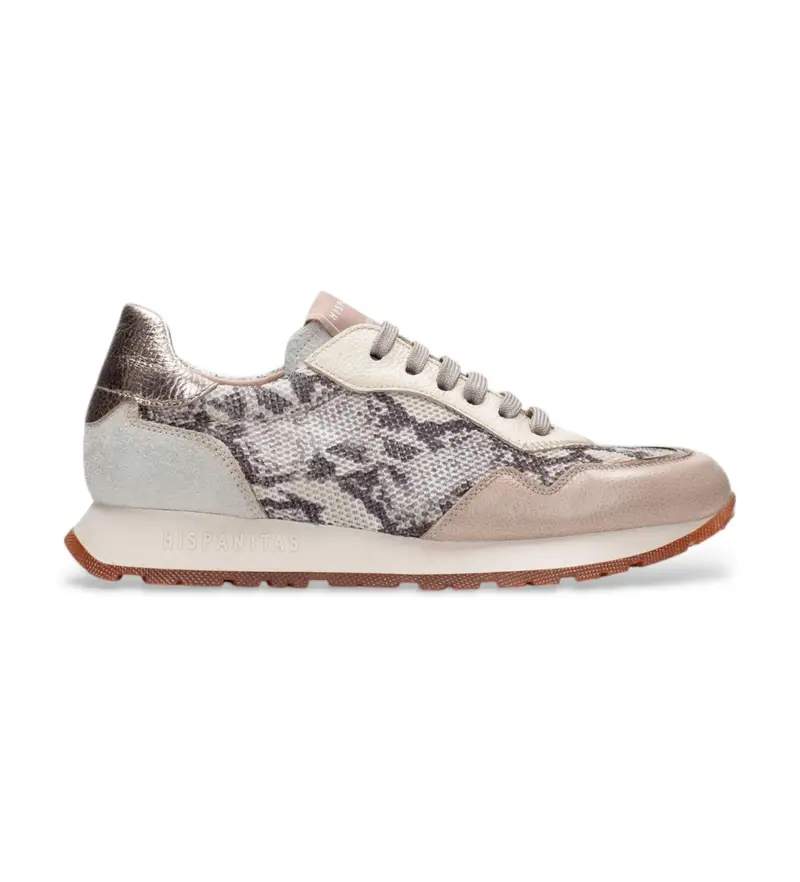 per donna PHV253812 Sneakers in pelle beige Havana (36), Basso, 1 a 3 cm, Stringhe, Casual, Animal Print